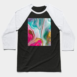 Pink And Green Marble Watercolour With Gold Effect Baseball T-Shirt